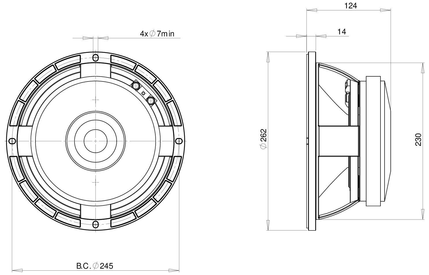 B&C Speaker 10MD26 10" Mid Bass