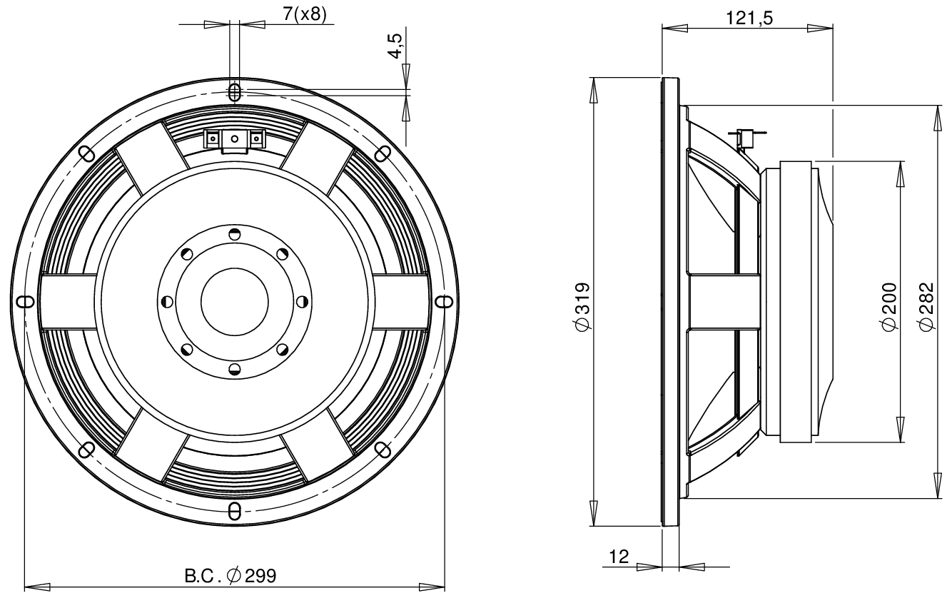 B&C Speaker 12PLB100 12" Woofer