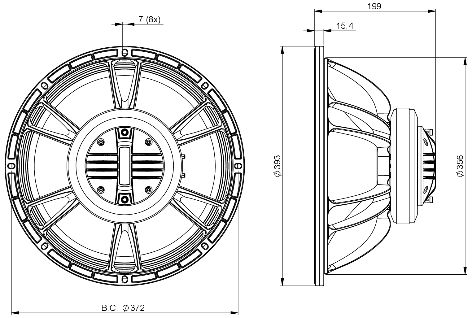 B&C Speaker 15FHX76 15" Coaxial