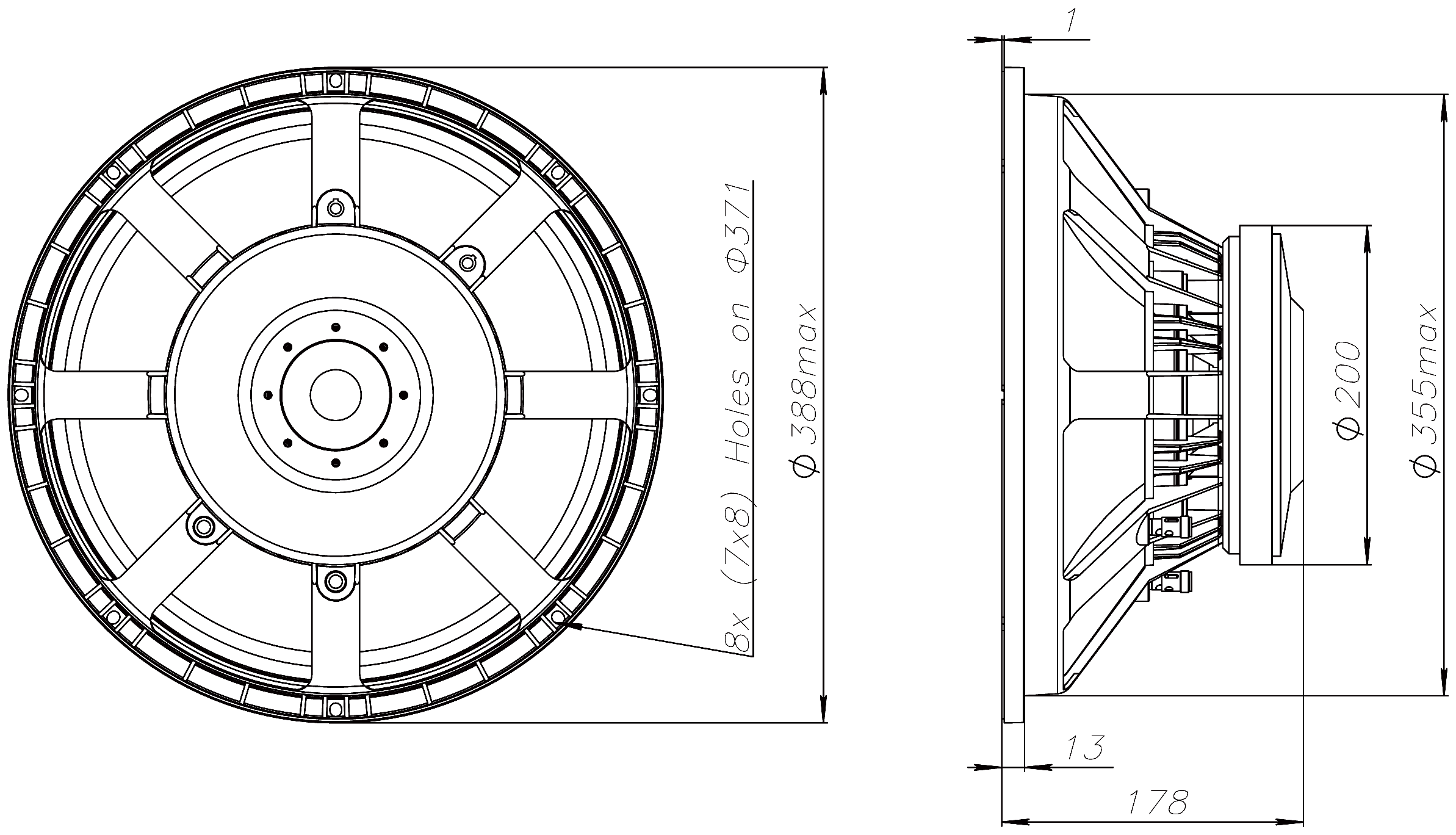 BMS 15S320 Dimensions