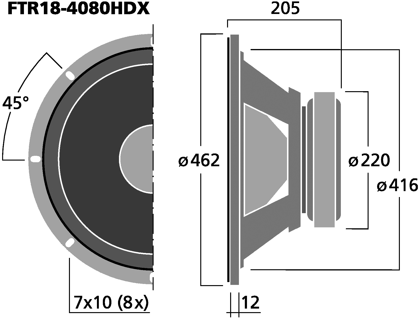 Celestion FTR18-4080HDX Dimensions
