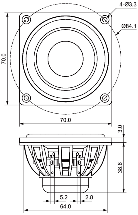 Dayton Audio DMA70-4 Dimensions