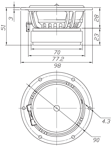 Dayton Audio RS100-4 Dimensions