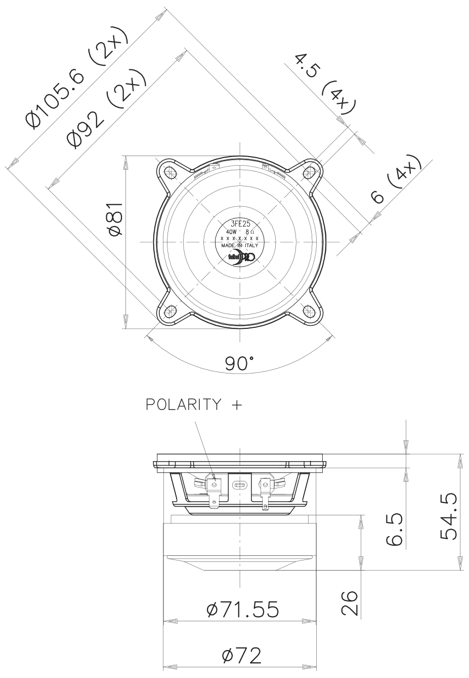FaitalPRO 3FE25 - 3" Mid-range