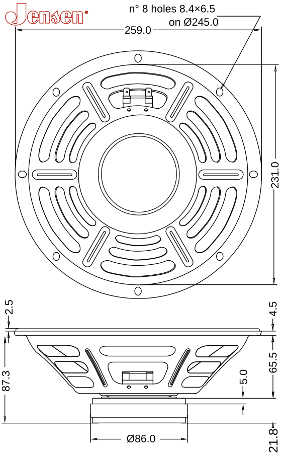 Jensen C10R Dimensions