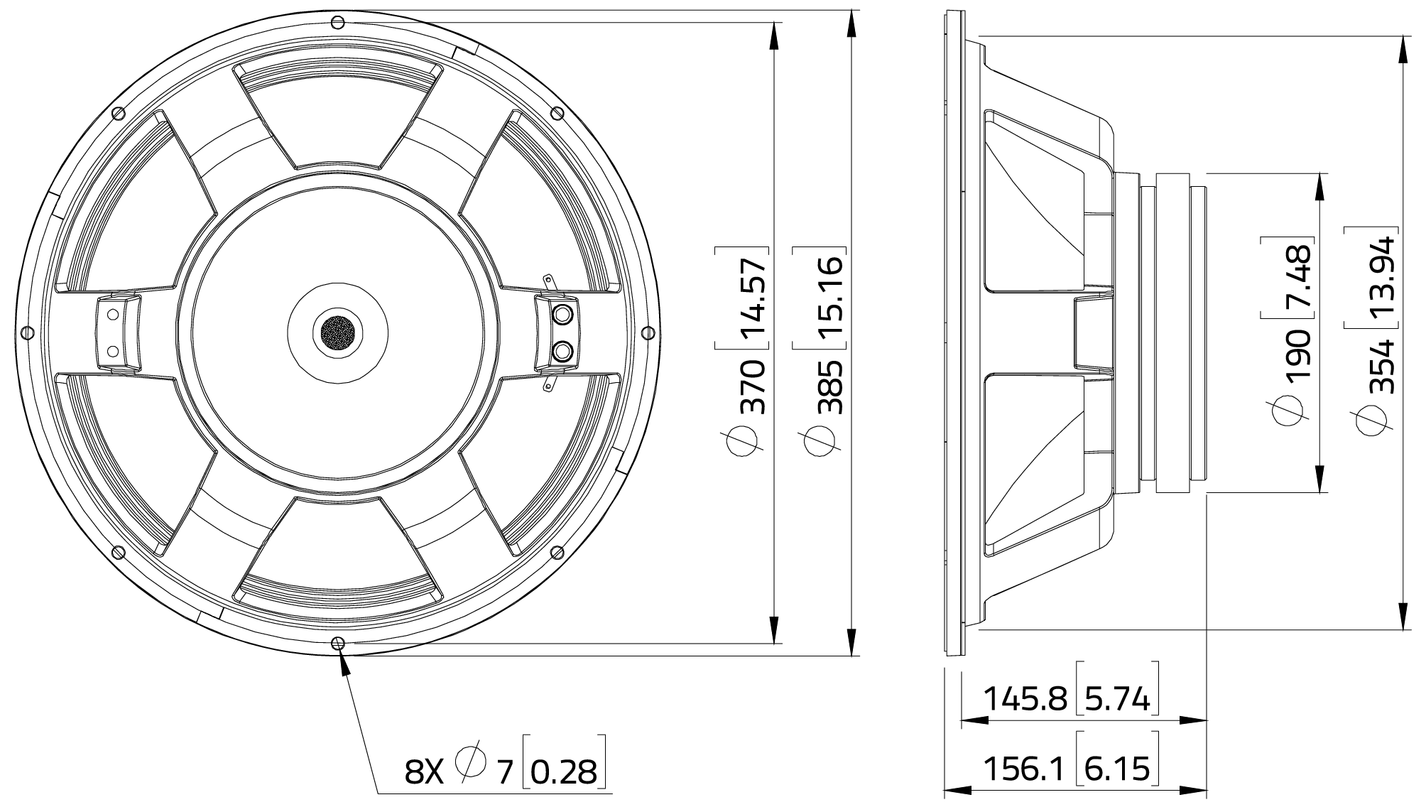 LaVoce WXF15.400 Dimensions