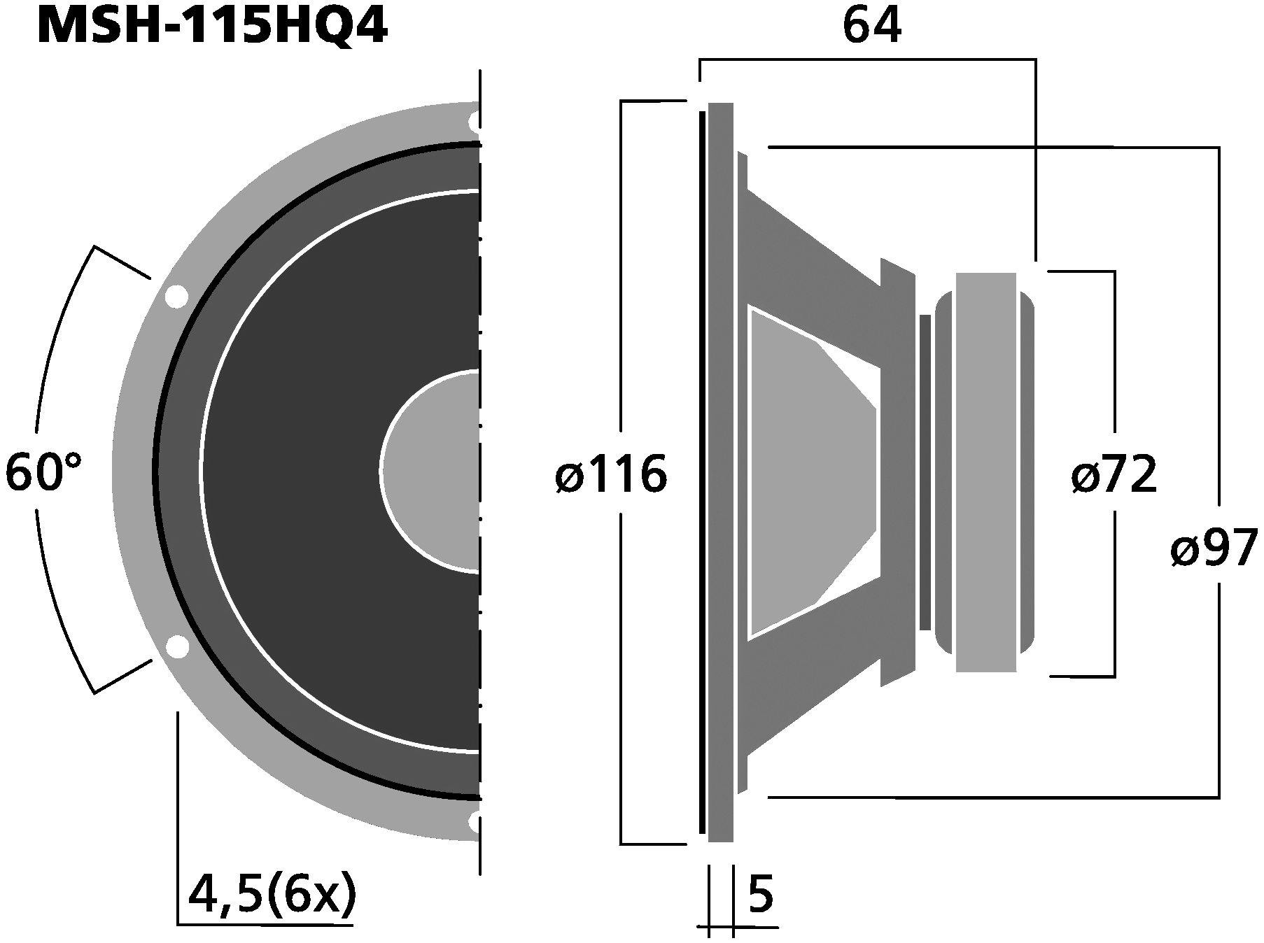 MONACOR MSH-115HQ4 Dimensions