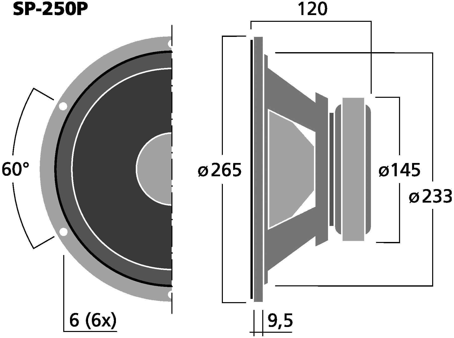 MONACOR SP-250P Dimensions