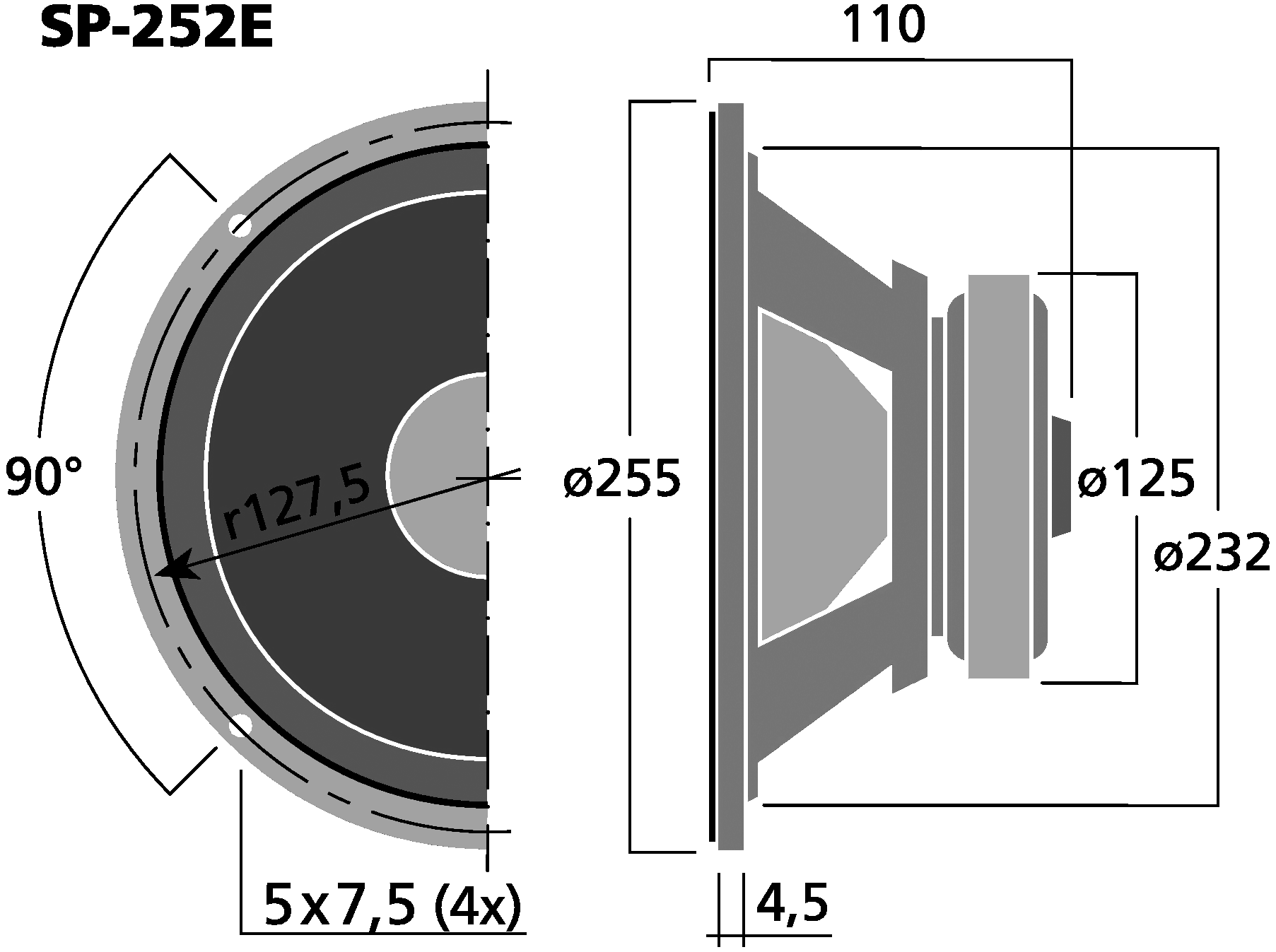 MONACOR SP-252E Dimensions