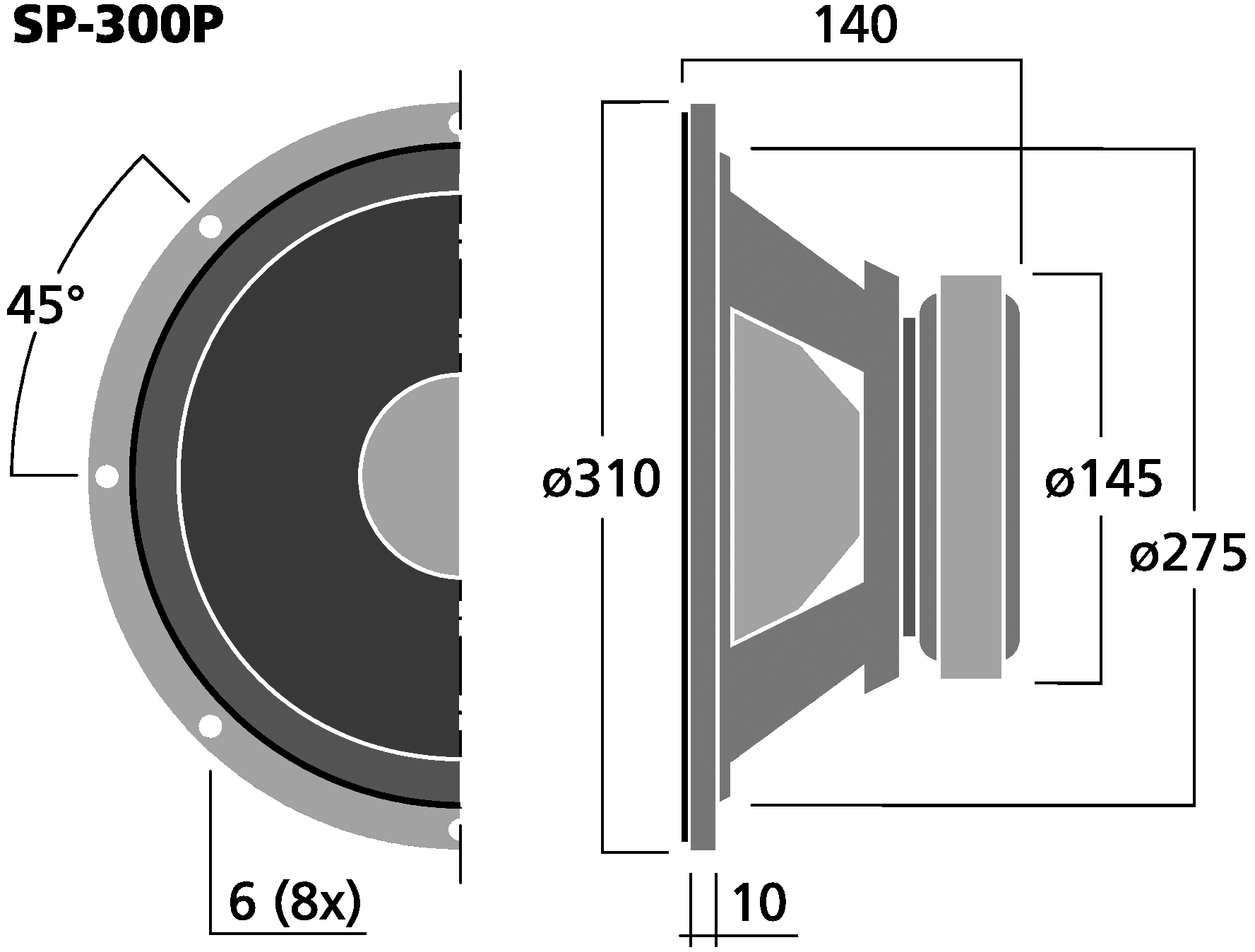 MONACOR SP-300P Dimensions