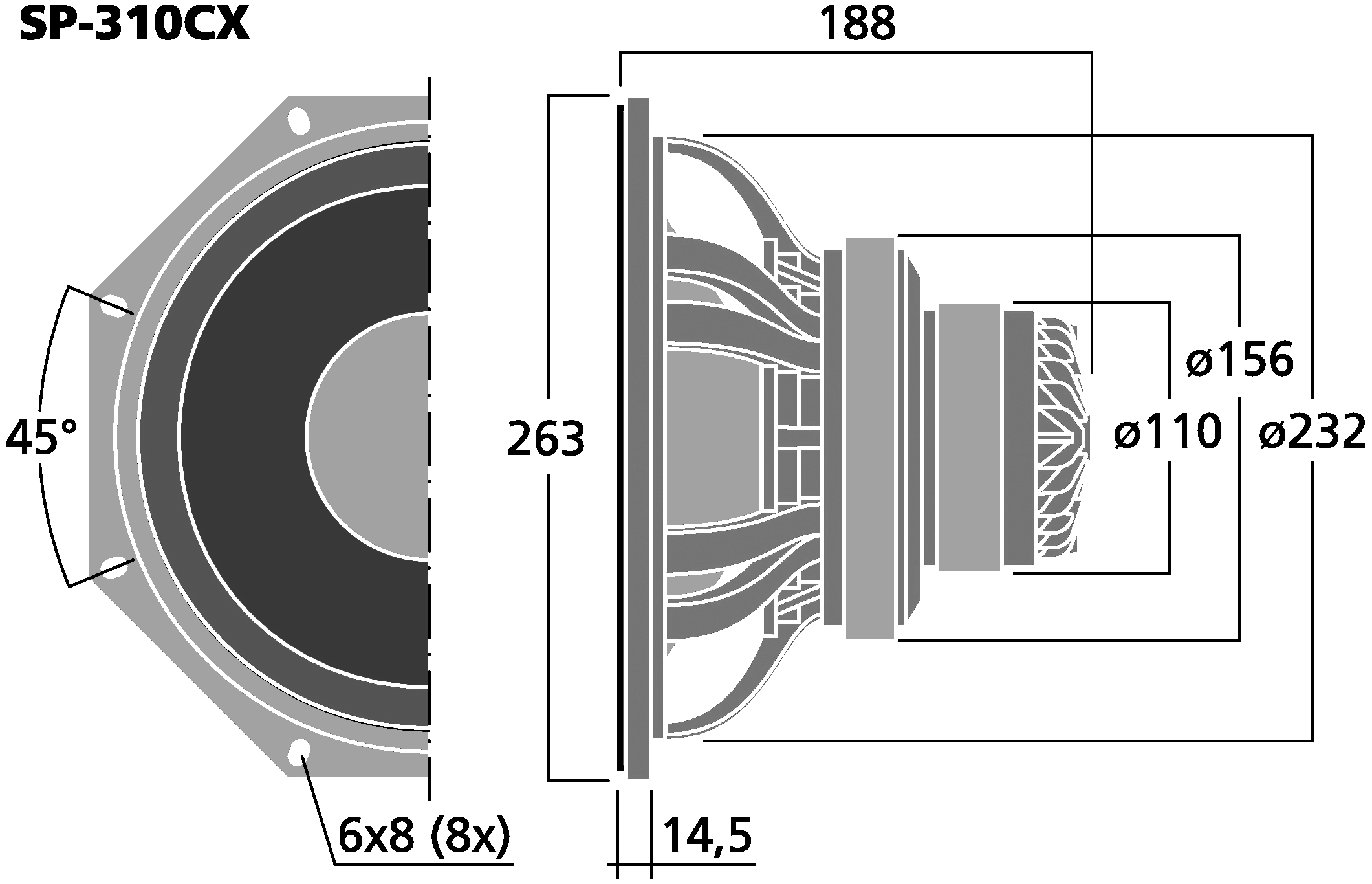 MONACOR SP-310CX Dimensions