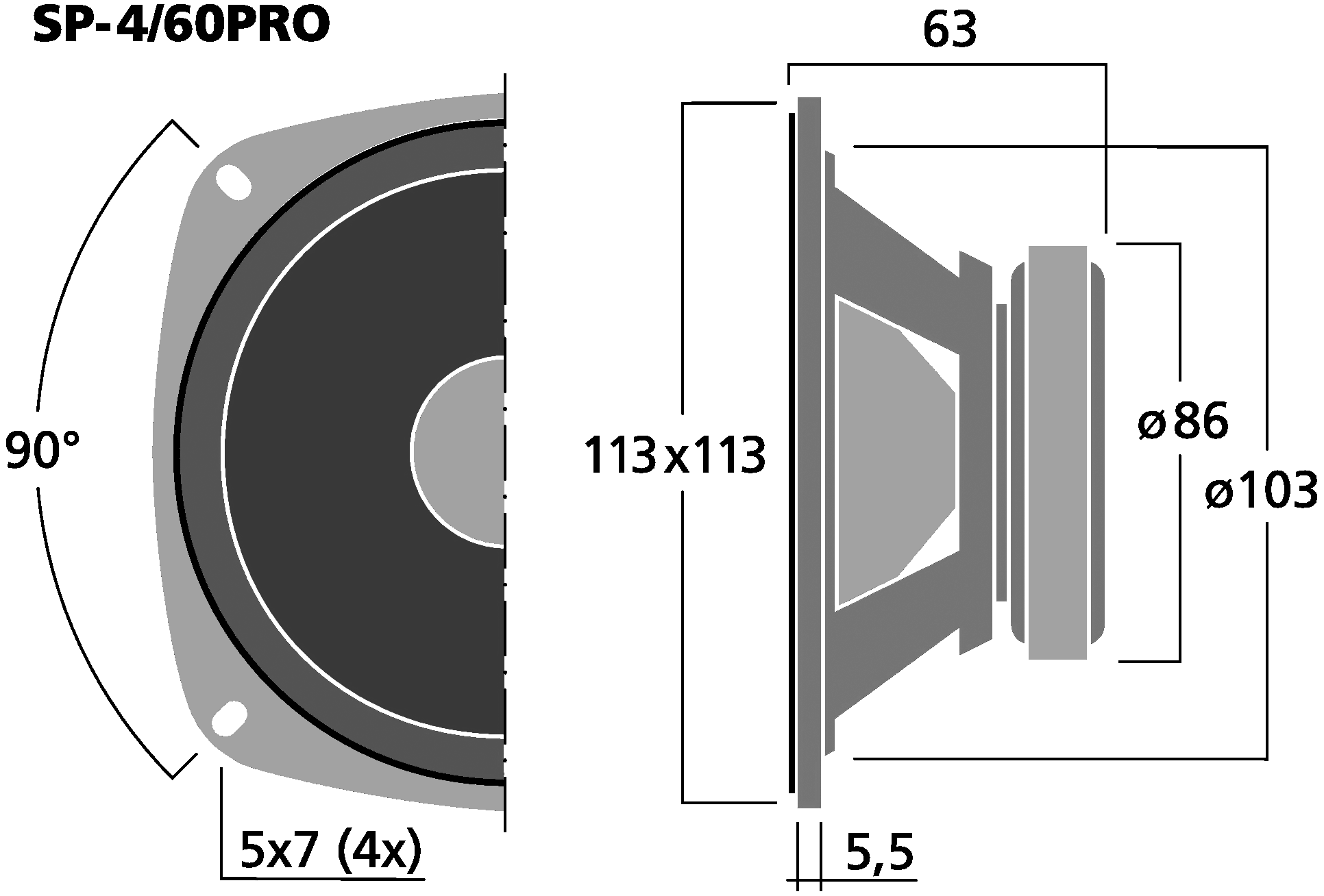 MONACOR SP-4/60PRO Dimensions