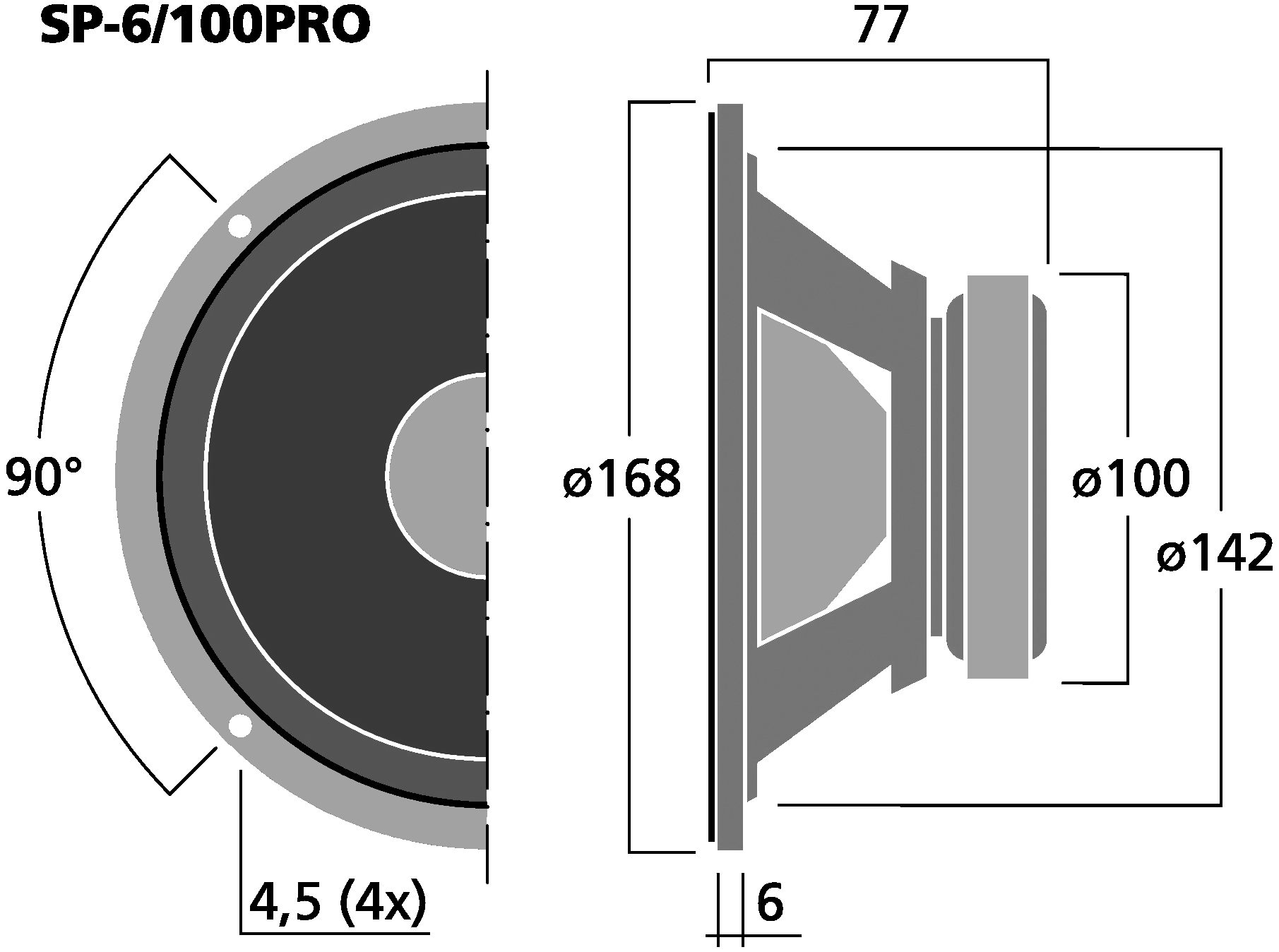 MONACOR SP-6/100PRO Dimensions