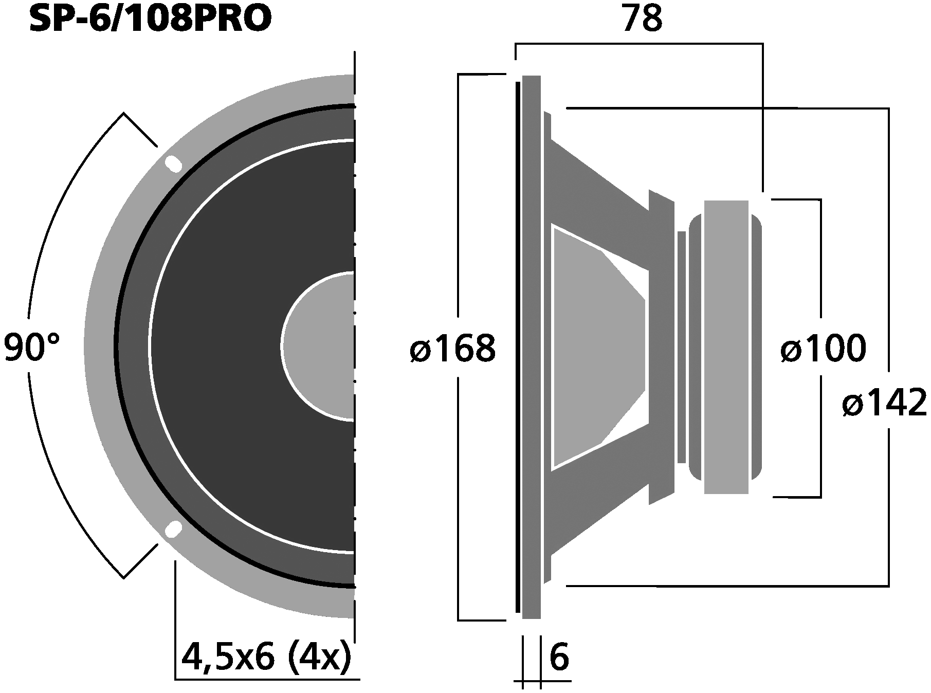 MONACOR SP-6/108PRO Dimensions