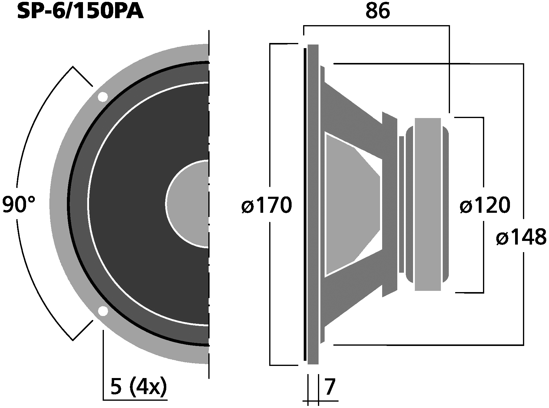 MONACOR SP-6/150PA Dimensions