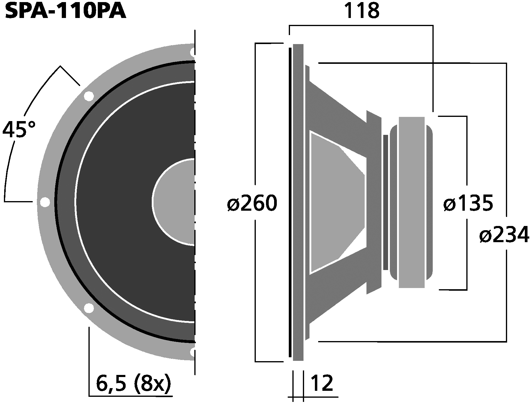 MONACOR SPA-110PA Dimensions