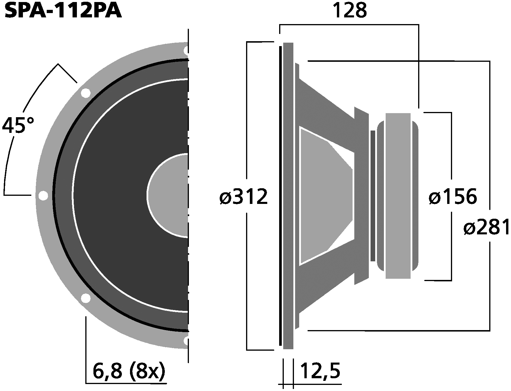 MONACOR SPA-112PA Dimensions