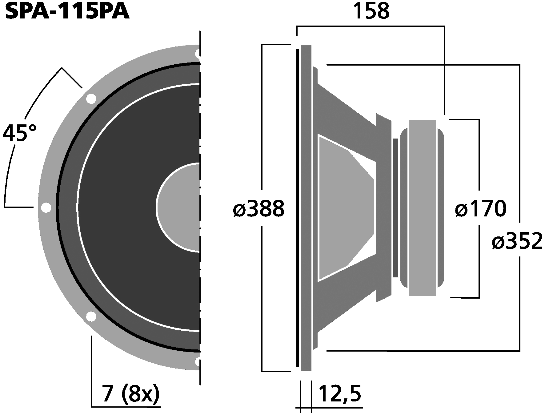 MONACOR SPA-115PA Dimensions
