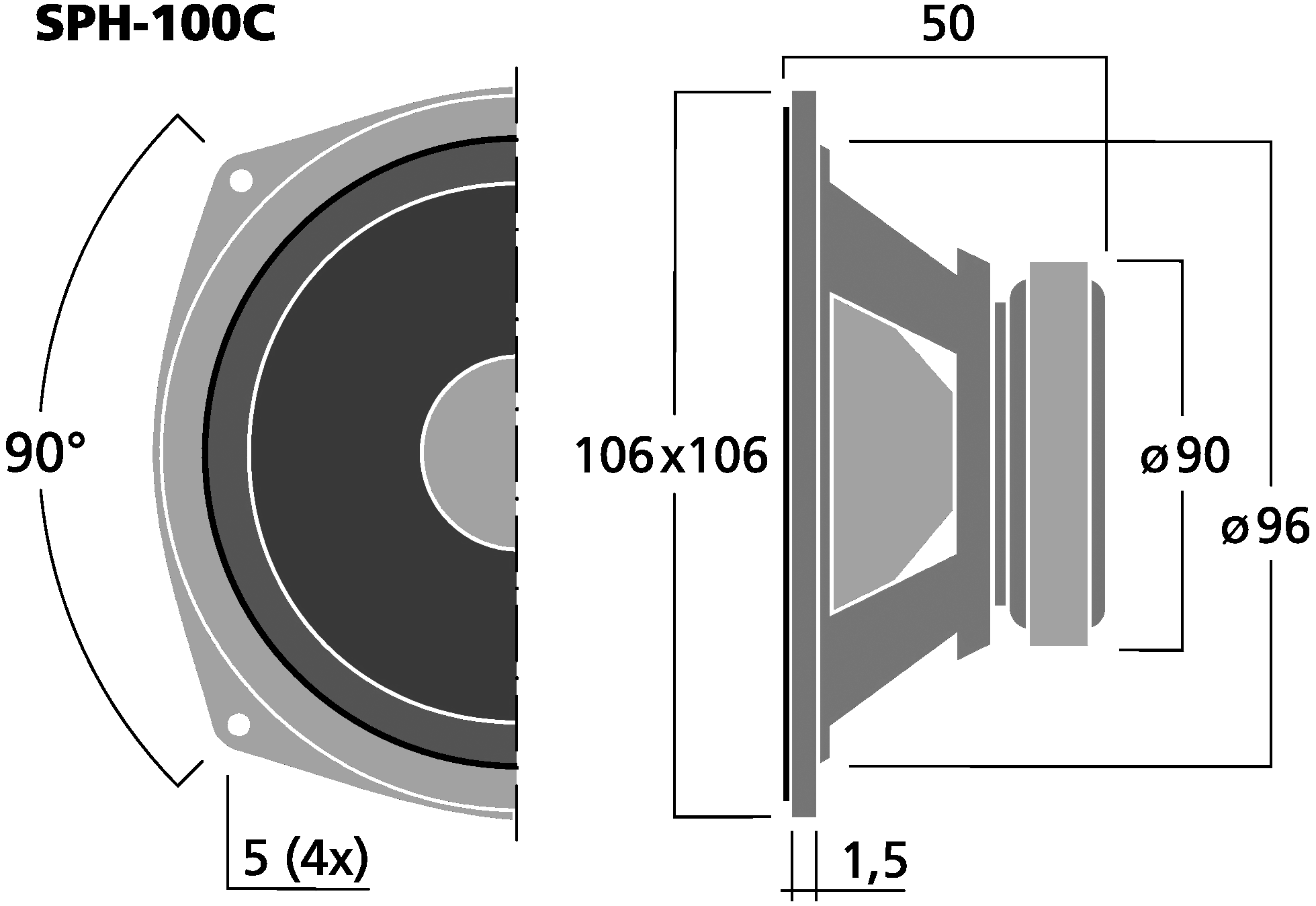 MONACOR SPH-100C Dimensions
