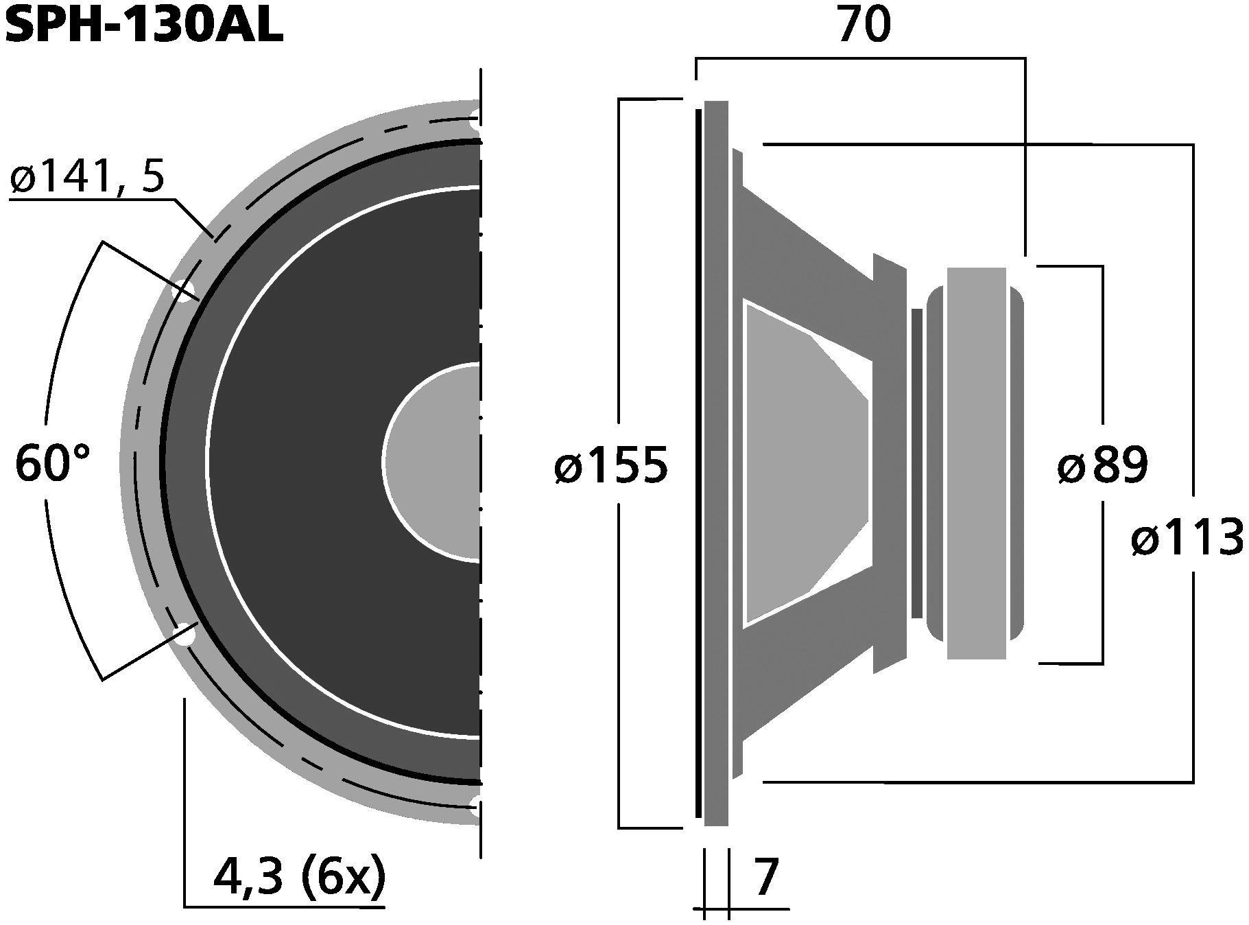 MONACOR SPH-130AL Dimensions