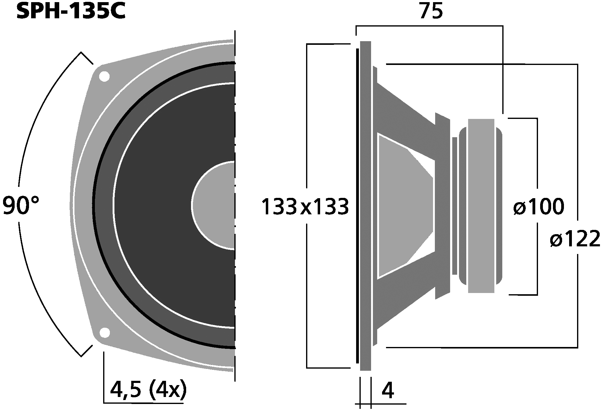 MONACOR SPH-135C Dimensions