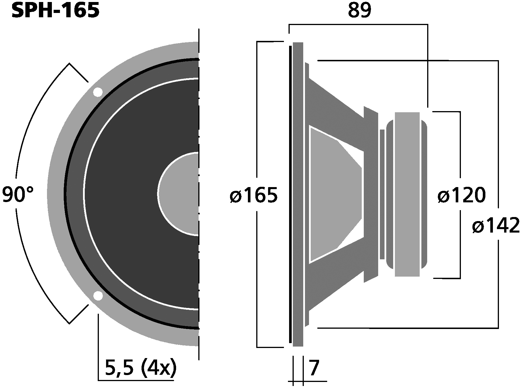 MONACOR SPH-165 Dimensions
