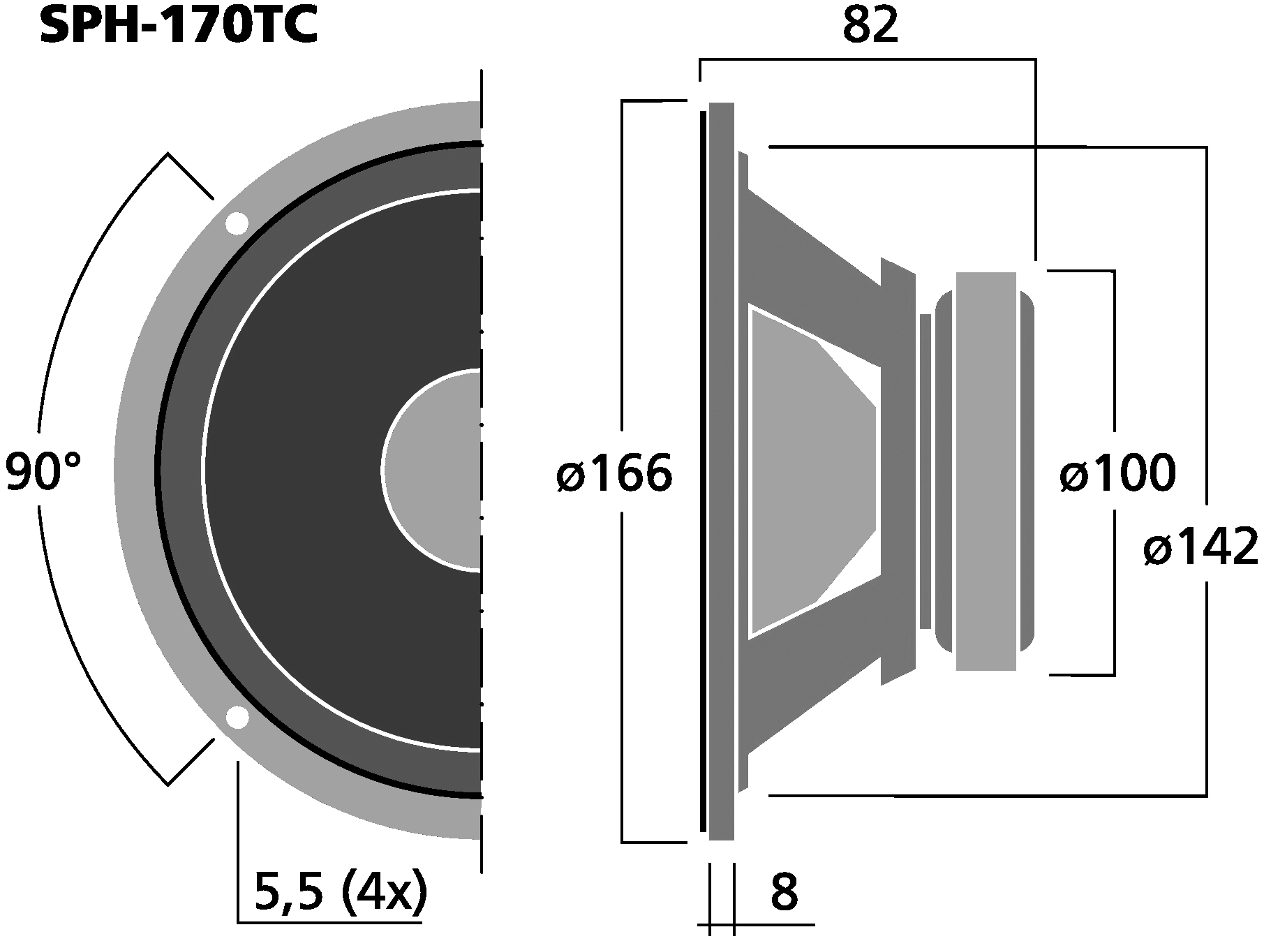 MONACOR SPH-170TC Dimensions