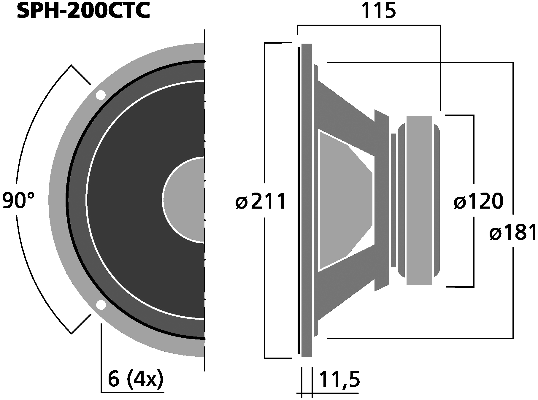 MONACOR SPH-200CTC Dimensions