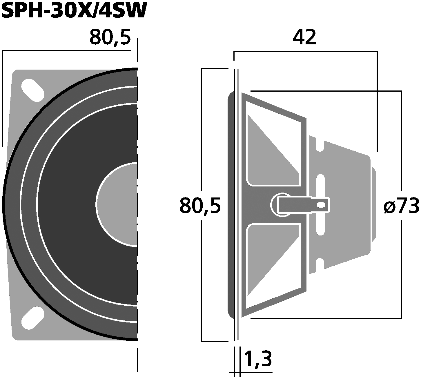 MONACOR SPH-30X/4SW Dimensions