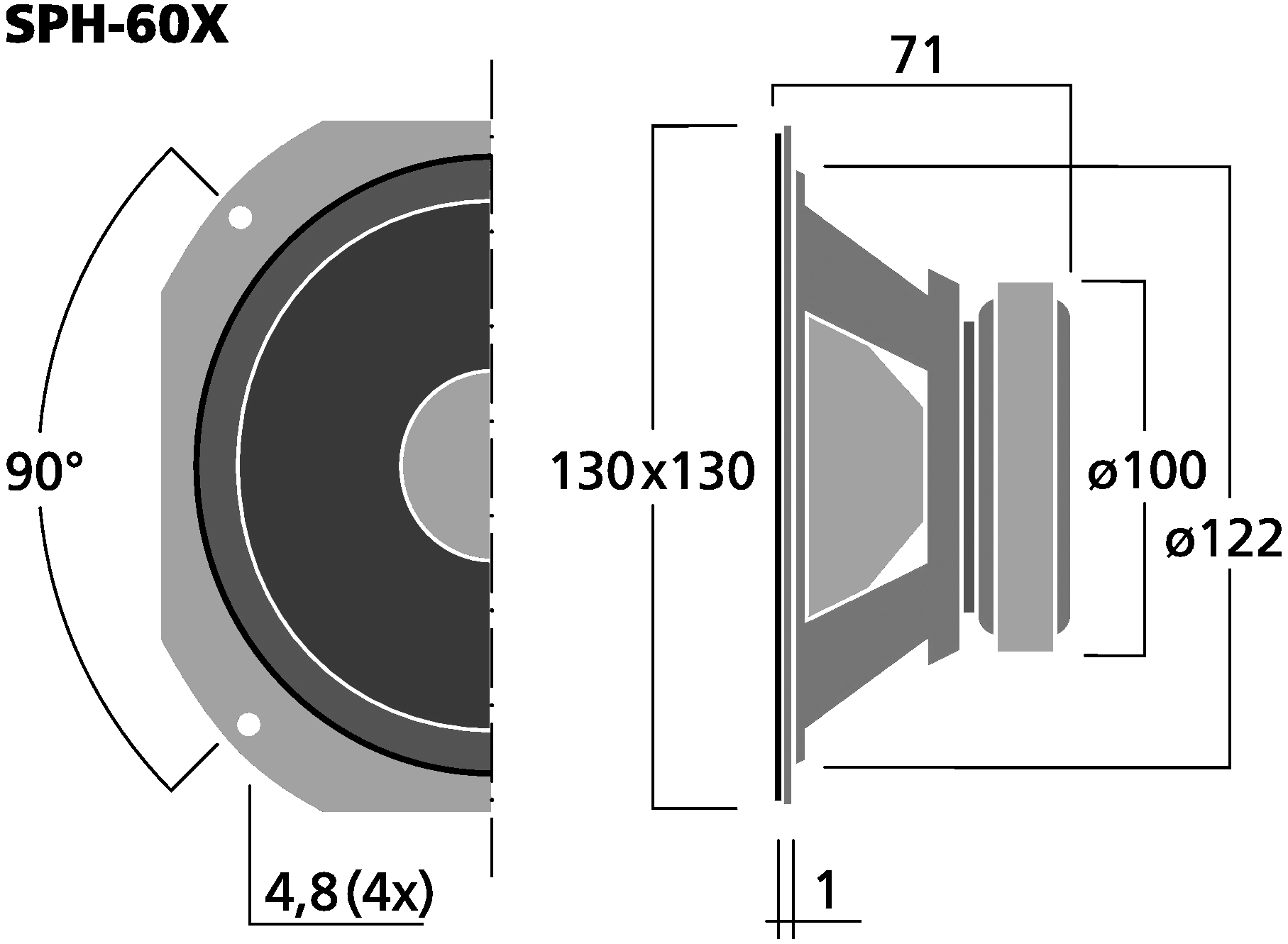 MONACOR SPH-60X Dimensions