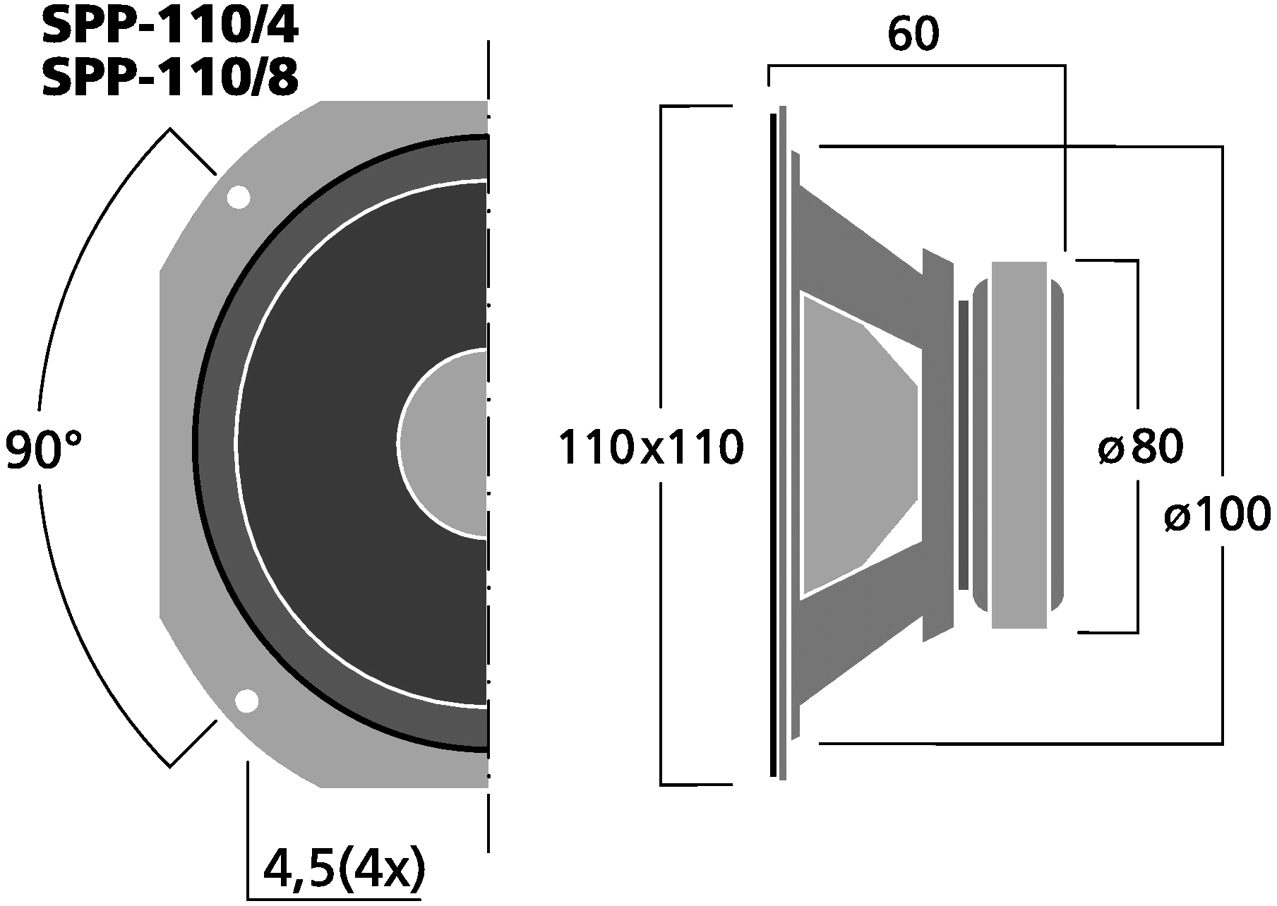 MONACOR SPP-110/4 Dimensions