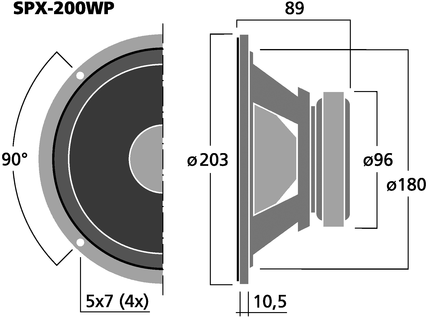 MONACOR SPX-200WP Dimensions