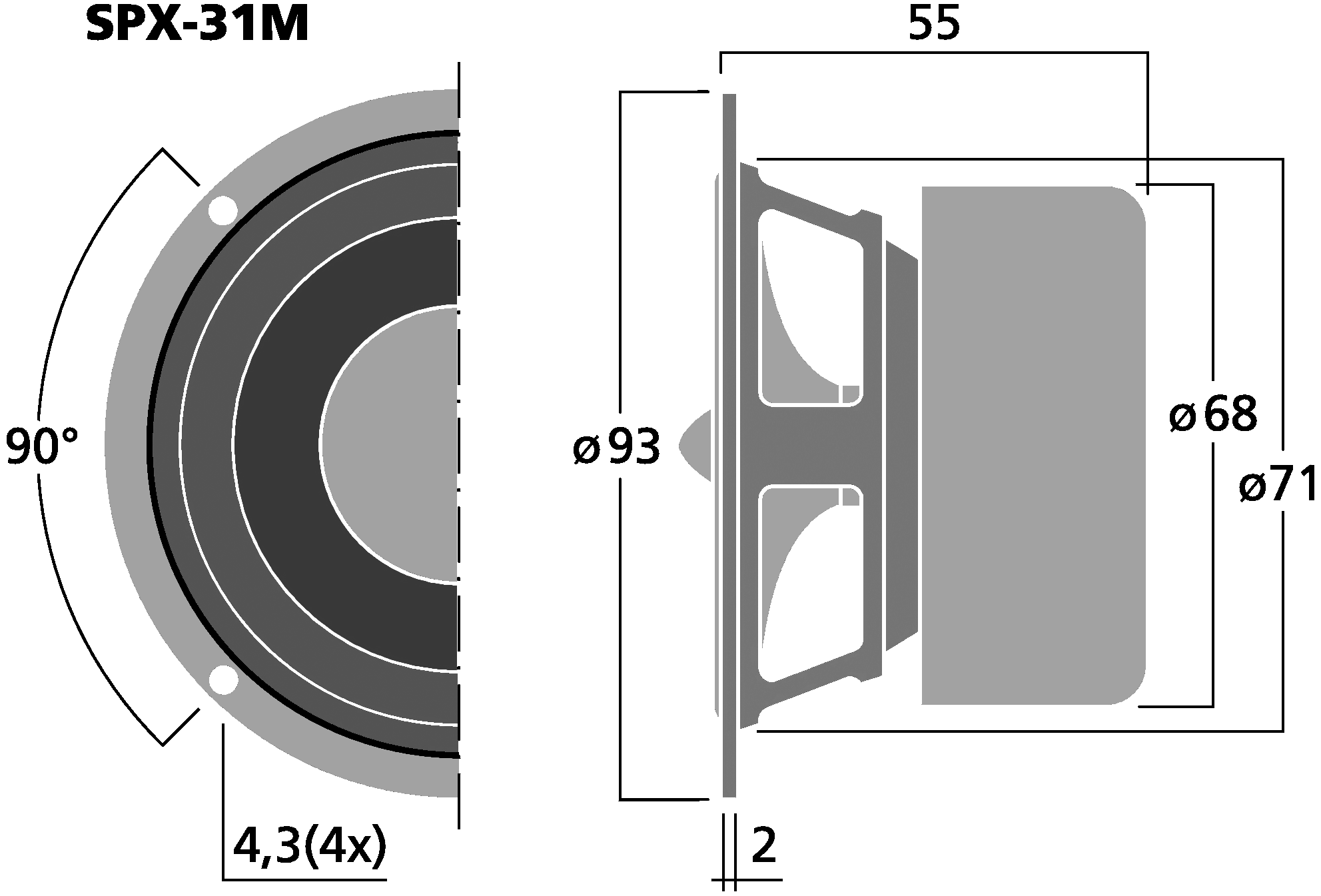 MONACOR SPX-31M Dimensions