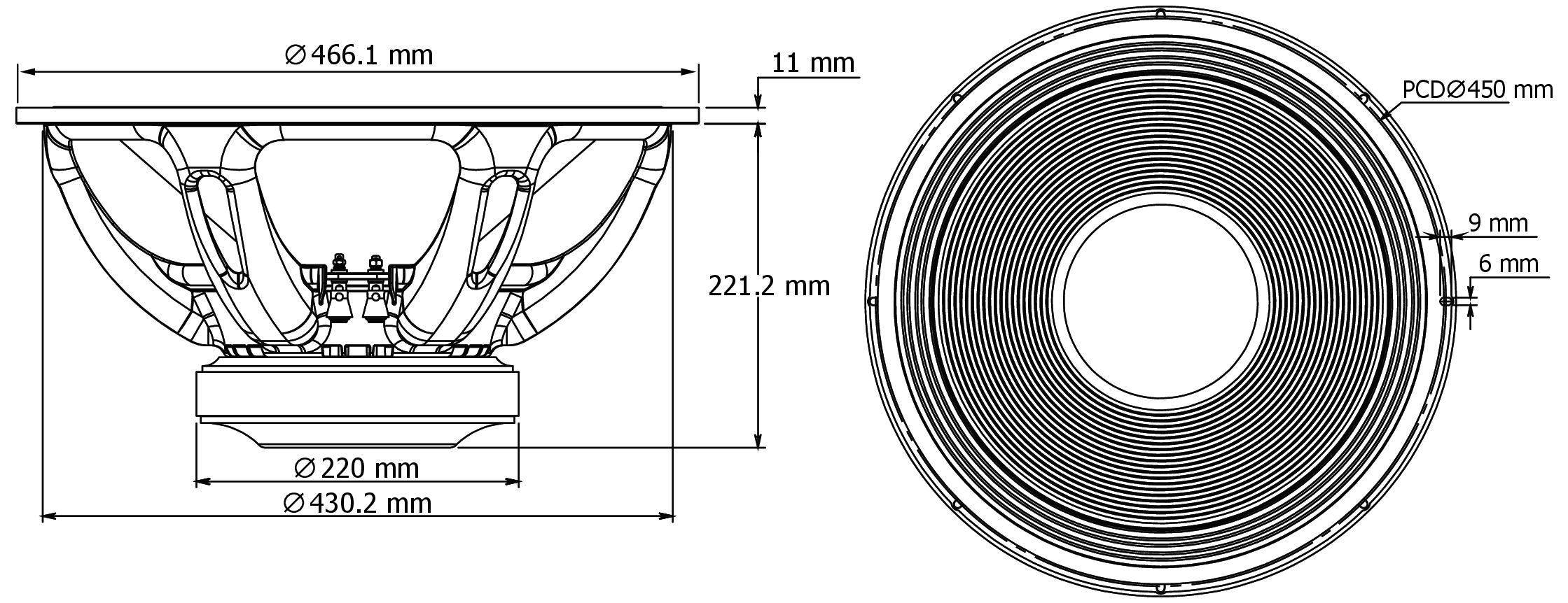 P.Audio GM18-100F Dimensions
