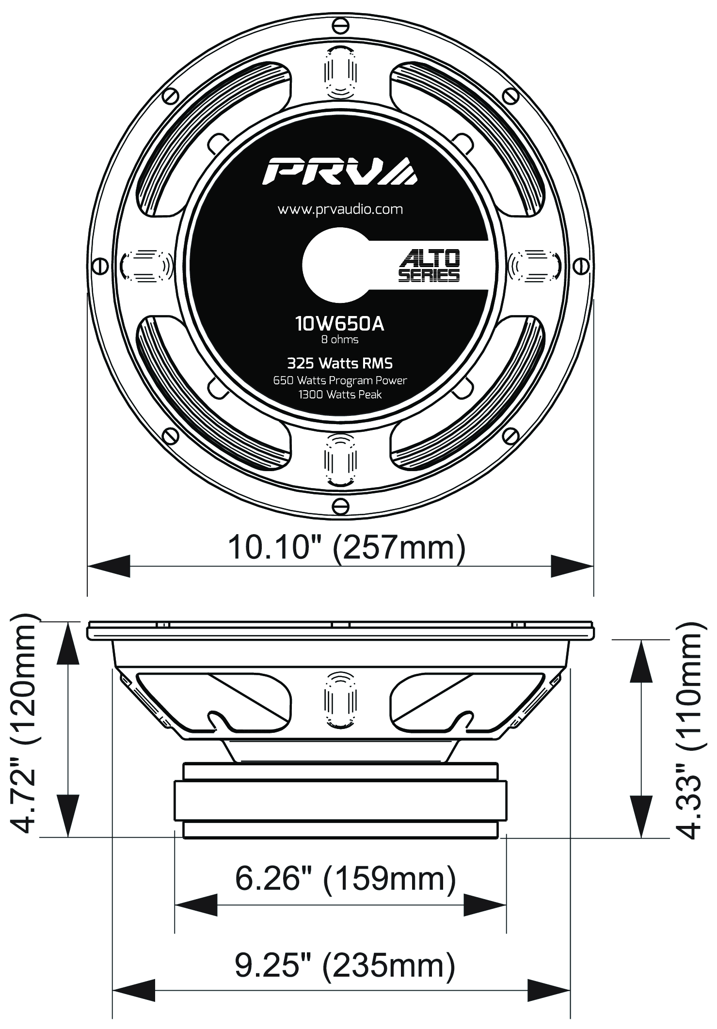 PRV Audio 10W650A 10" Woofer