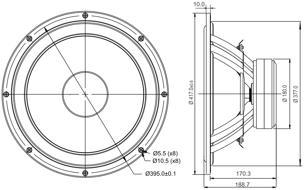 SB Acoustics SB42FHCL75-6 Dimensions