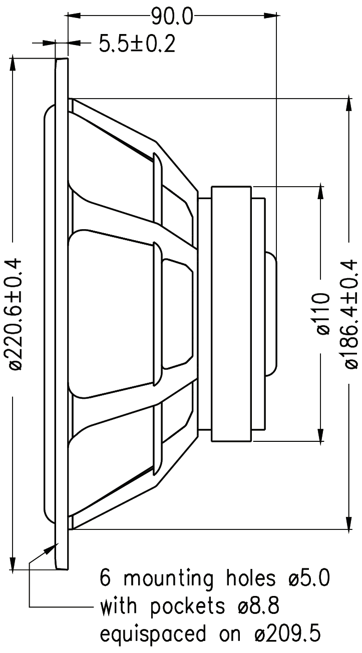 SEAS H1252-08 L22RNX/P Dimensions